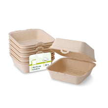 Mehrweg Burgerboxen "merways Box" 16 x 15 x 8,5 cm, Cashew / creme-weiß
