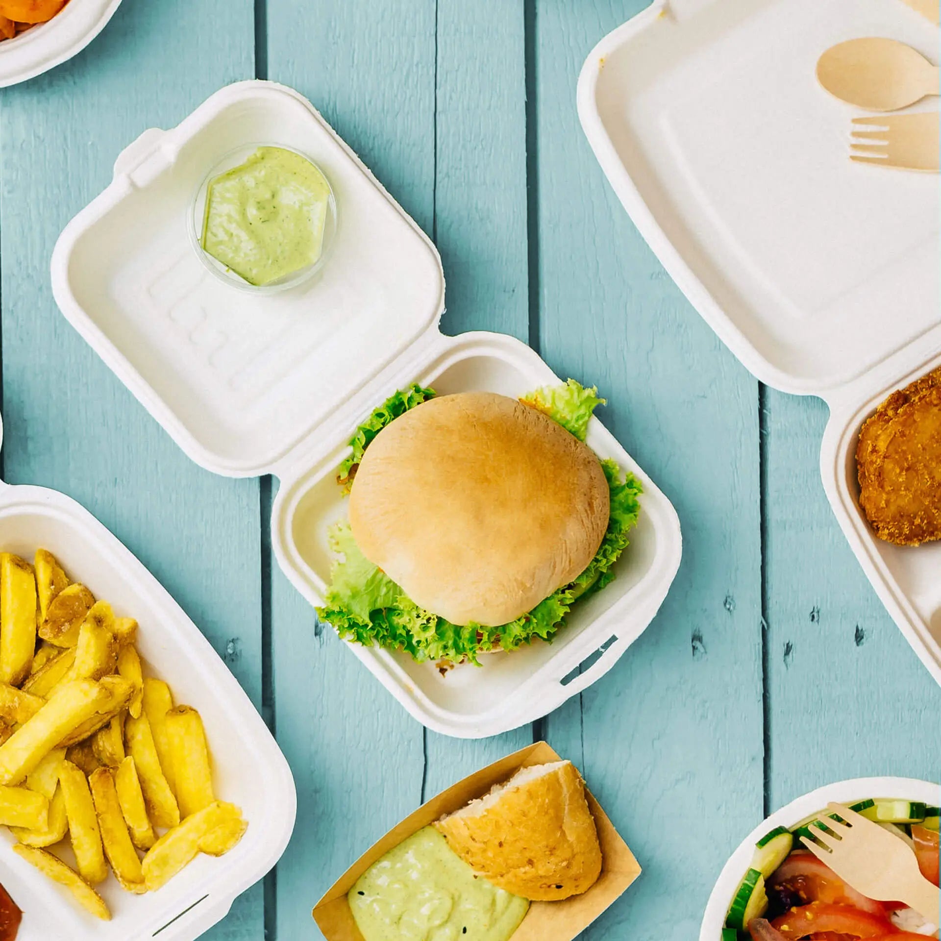 Sugarcane burger box 15 x 15 x 8 cm, square