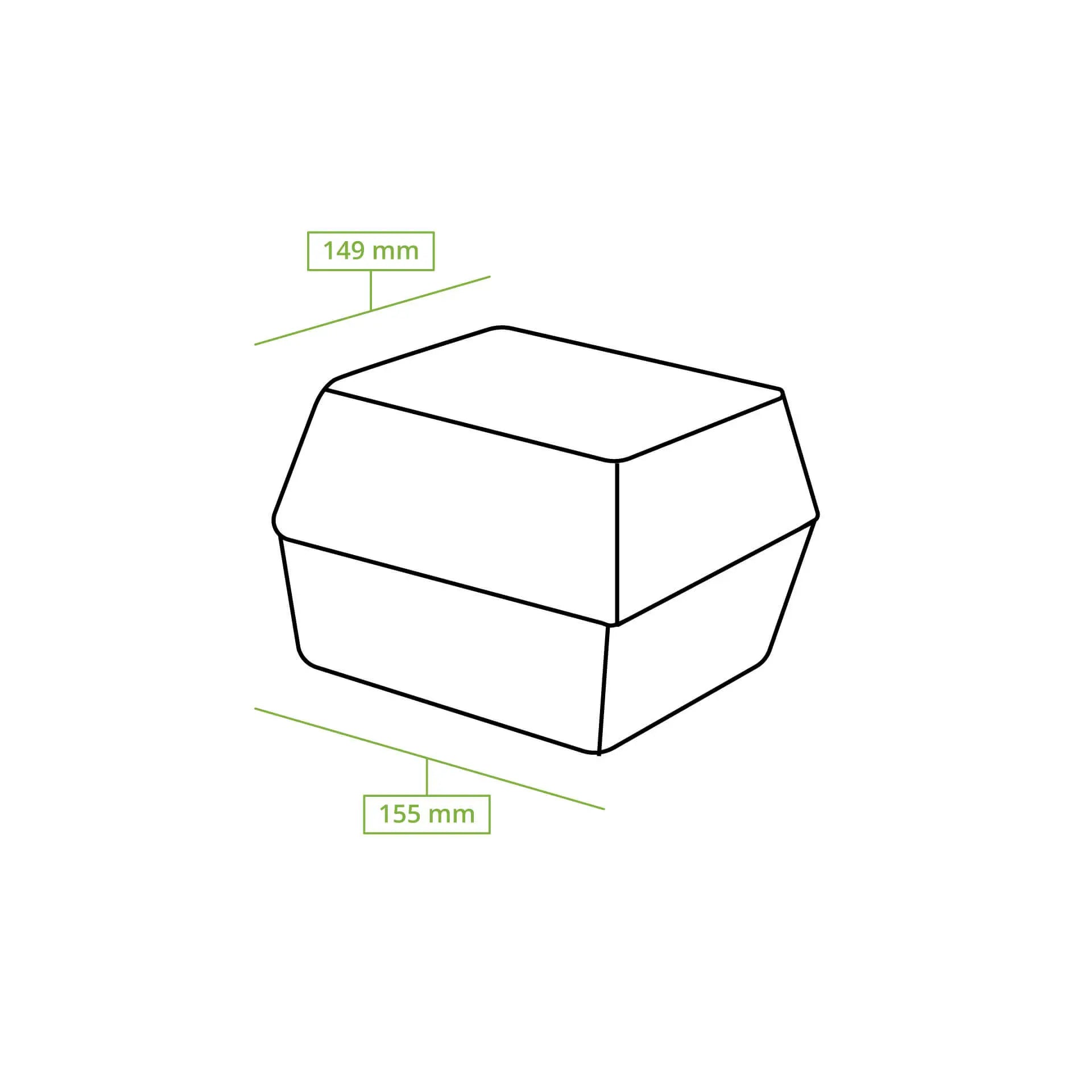 Sugarcane burger box 15 x 15 x 8 cm, square