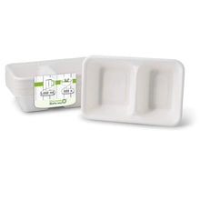 Sugarcane-menu-trays 1000 ml, 23 x 14.5 x 5 cm, 2 compartments, rectangular