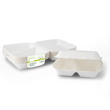 Menüboxen aus Zuckerrohr 25 x 20 x 7,5 cm, 2 Kammern, HP4/2, rechteckig