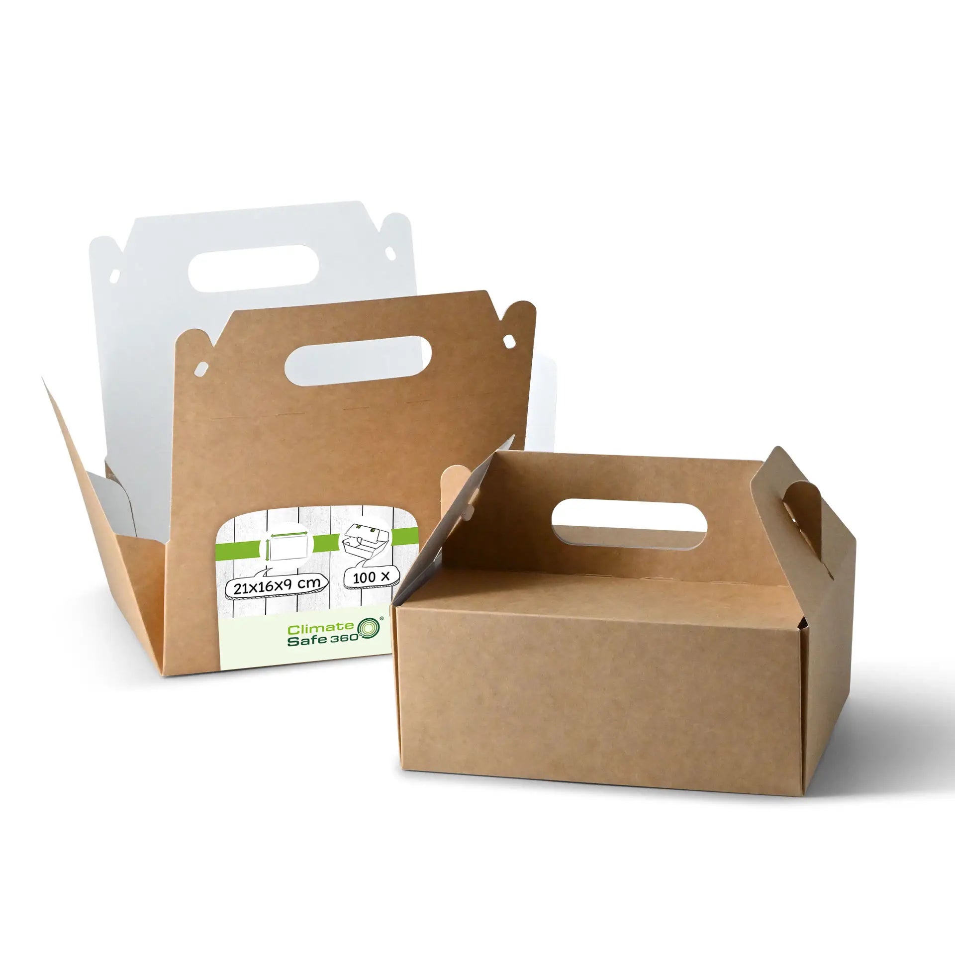 Pastry boxes with handle, cardboard M, 21 x 17 x 9 cm, foldable