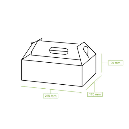 Pastry boxes with handle, cardboard L, 26 x 17 x 9 cm, foldable