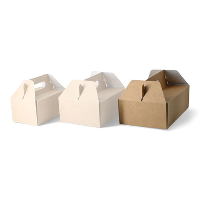 Pastry boxes with handle, cardboard L, 26 x 17 x 9 cm, foldable
