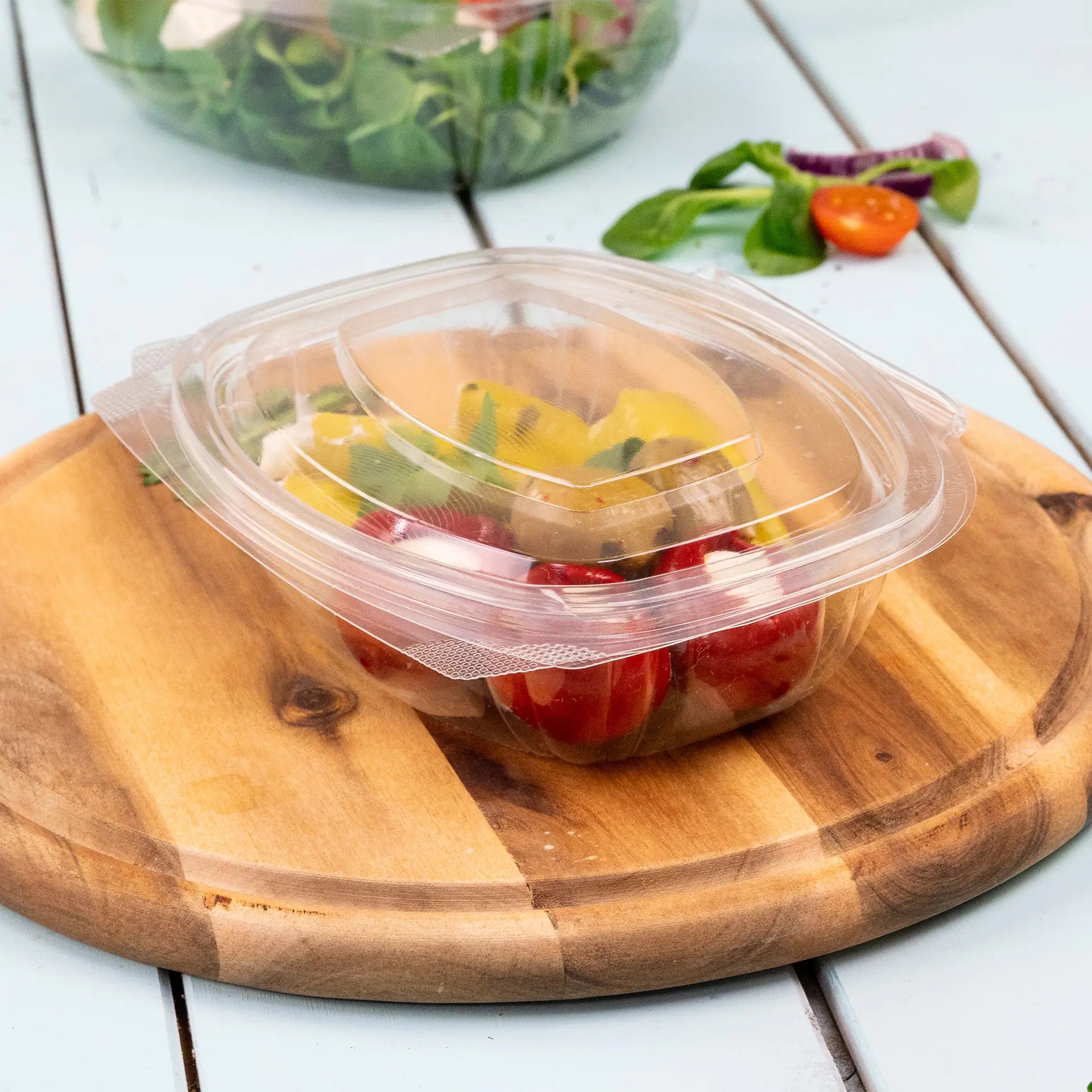 PLA deli bowls 375 ml, folding lid, rectangular