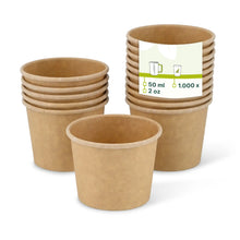Portionsbecher aus Pappe (bio-beschichtet) 50 ml, Ø 62 mm, ungebleicht