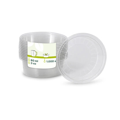 80 ml / 3 oz rPET dip pots, Ø 75 mm, clear