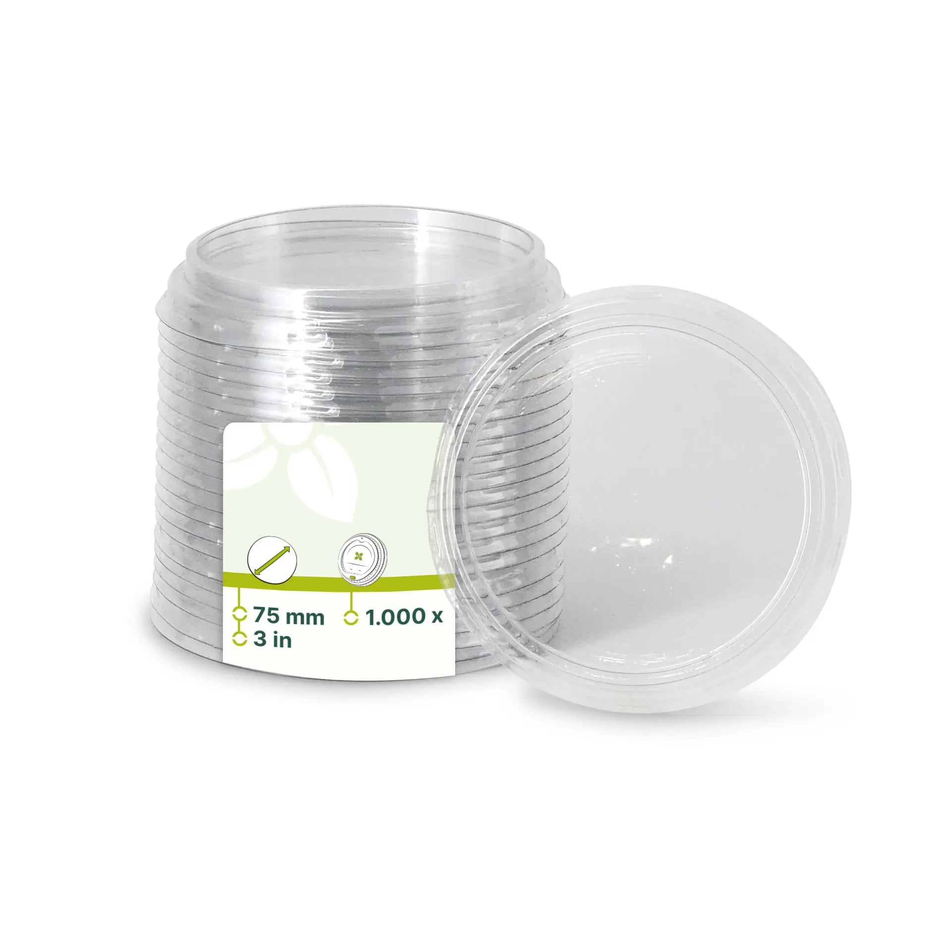rPET lids Ø 75 mm, transparent, round