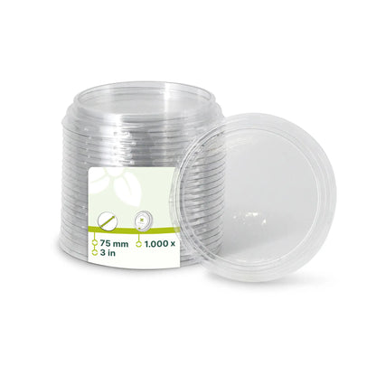 rPET lids Ø 75 mm, transparent, round