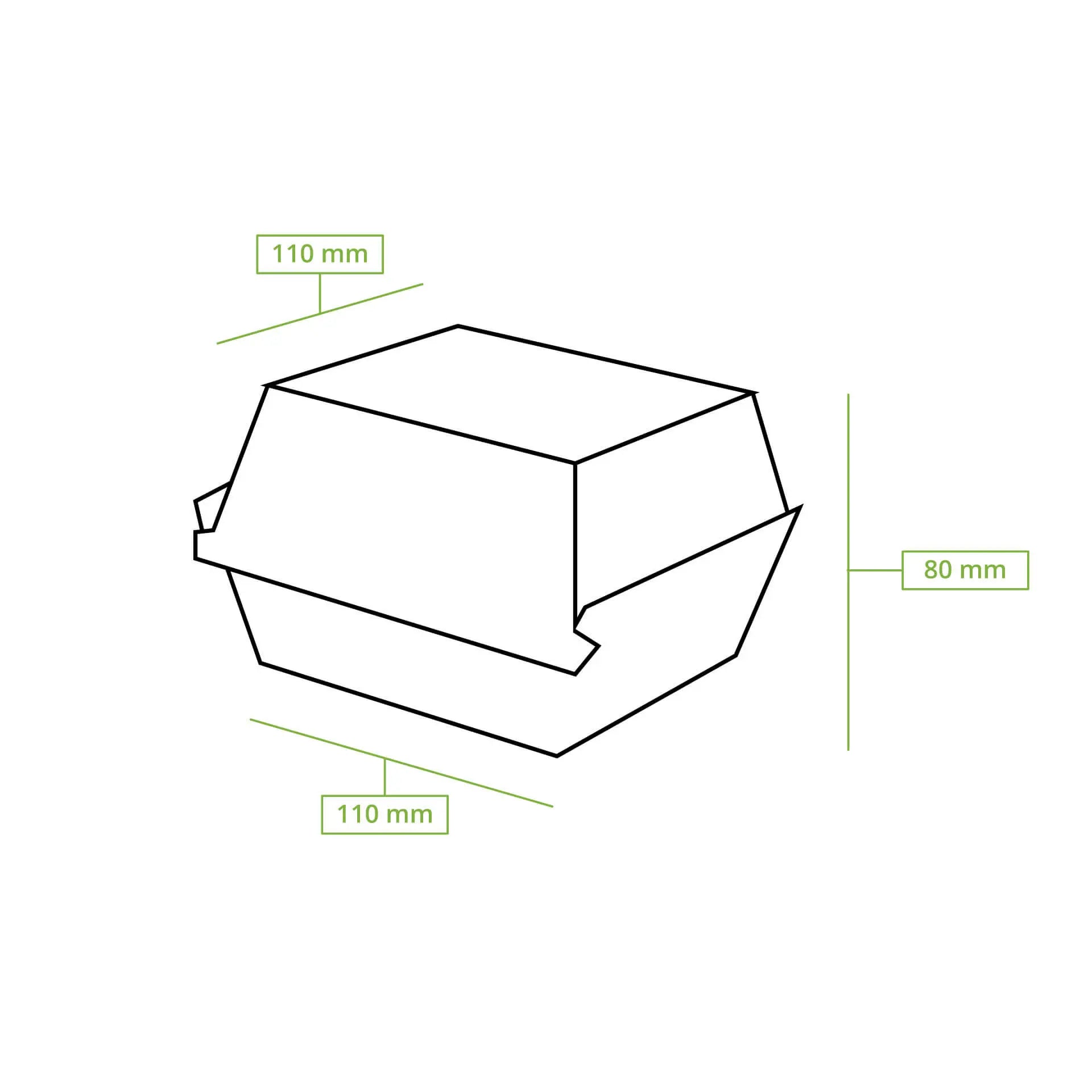 Takeaway burger box 11 x 11 x 8 cm, kraft-white