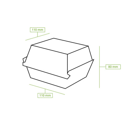 Takeaway burger box 11 x 11 x 8 cm, kraft-white
