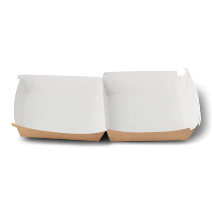 Takeaway burger box 14.5 x 14.5 x 8 cm, kraft-white