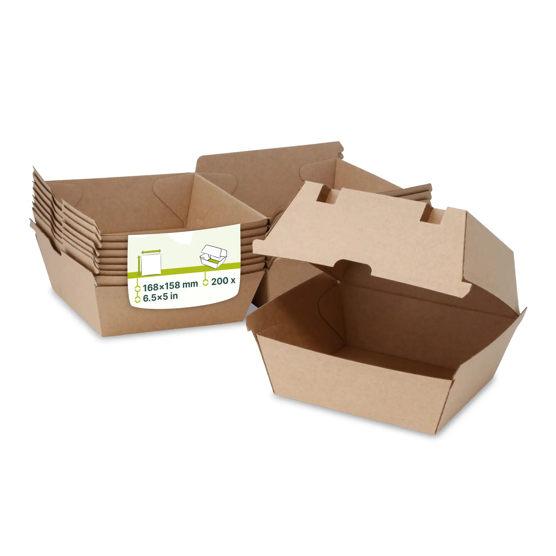 Burgerboxen 16,8 x 15,8 x 9,8 cm, Kraftkarton, braun