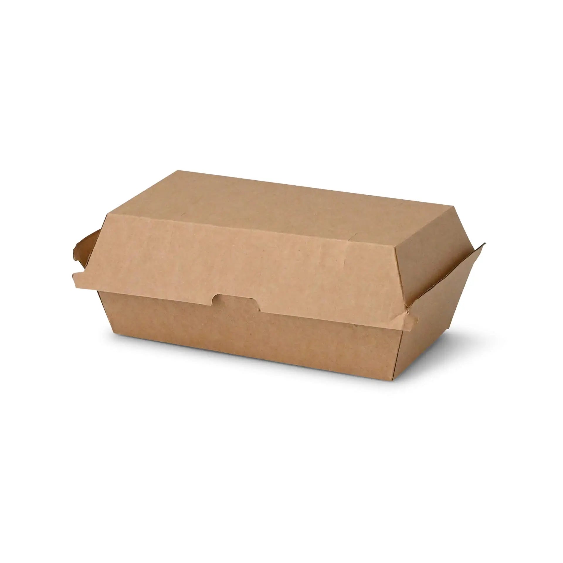 Food box with hinged lid, 24.8 x 13 x 7.5 cm, kraft