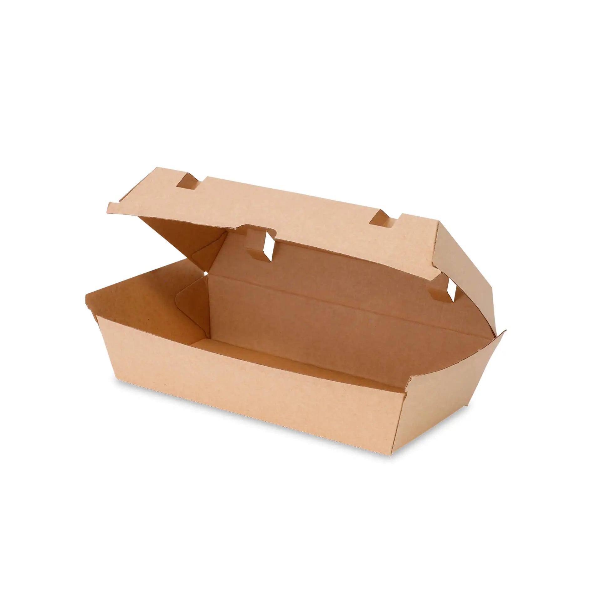 Food box with hinged lid, 24.8 x 13 x 7.5 cm, kraft