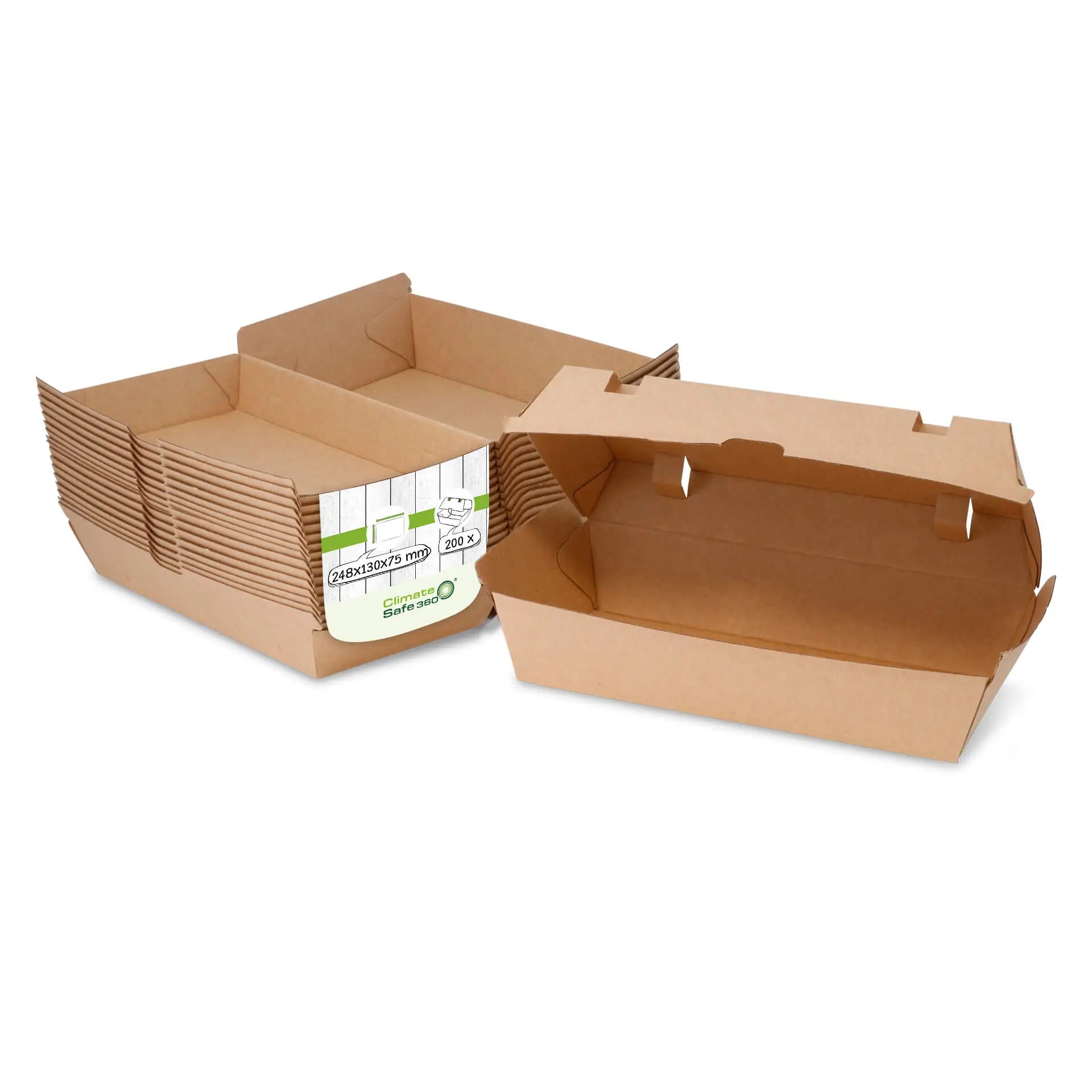 Food box with hinged lid, 24.8 x 13 x 7.5 cm, kraft