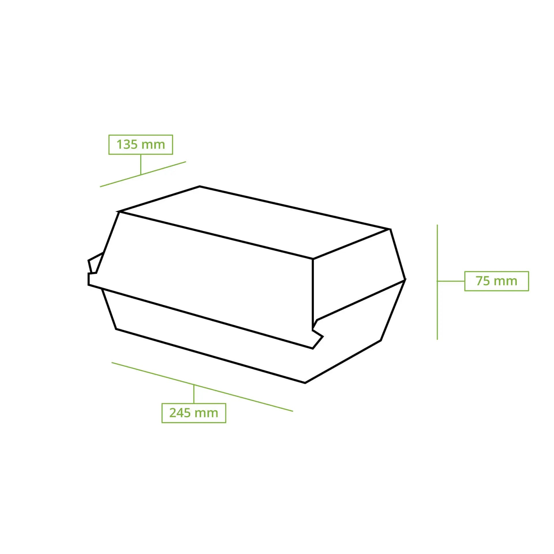 Food box with hinged lid, 24.8 x 13 x 7.5 cm, kraft