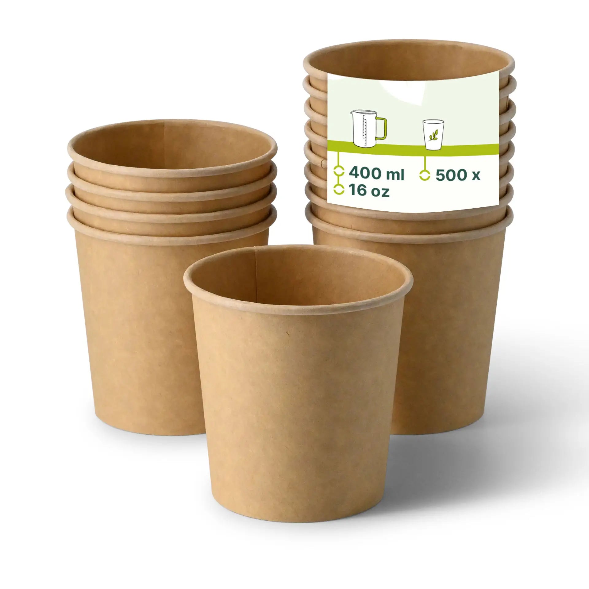 Suppenbecher to go aus Karton (Premium) 400 ml, Ø 95 mm, braun, bio-beschichtet