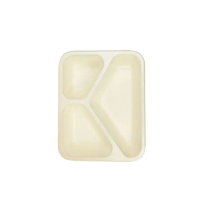 Cellulose-Trays 950 ml, 25 x 17.7 x 4.5 cm, 3 compartments, natural, biocoated