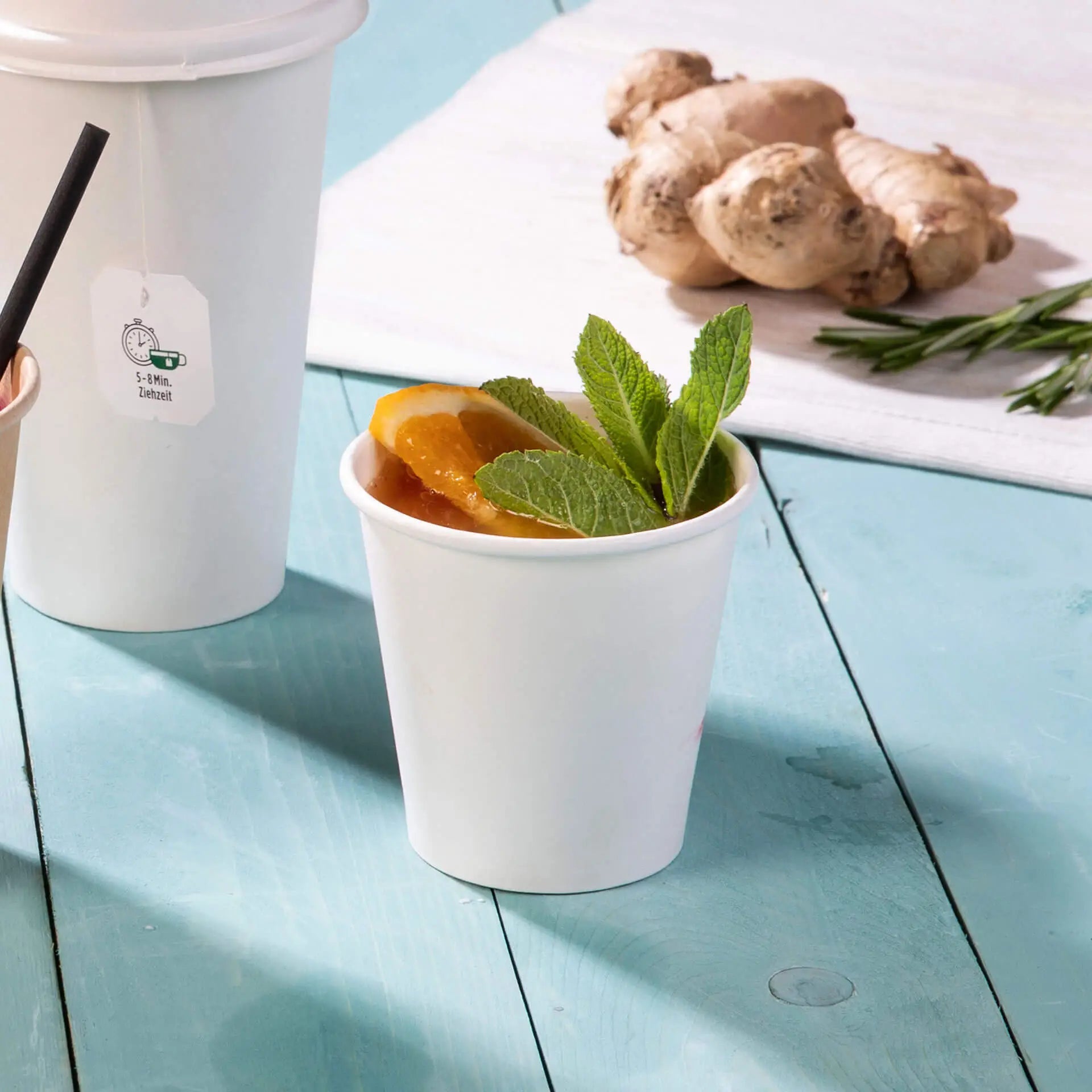 Pappbecher 150 ml / 6 oz, Ø 80 mm, einwandig, weiß, PLA-beschichtet