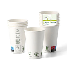 Automaten Becher "EcoUp©"- Icons, 180 ml / 7,5 oz, Ø 70 mm, einwandig, weiß, PLA-beschichtet