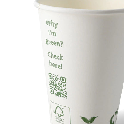 Automaten Becher "EcoUp©"- Icons, 180 ml / 7,5 oz, Ø 70 mm, einwandig, weiß, PLA-beschichtet