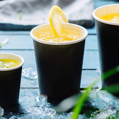 Pappbecher 200 ml / 8 oz, Ø 80 mm, einwandig, schwarz, PLA-beschichtet