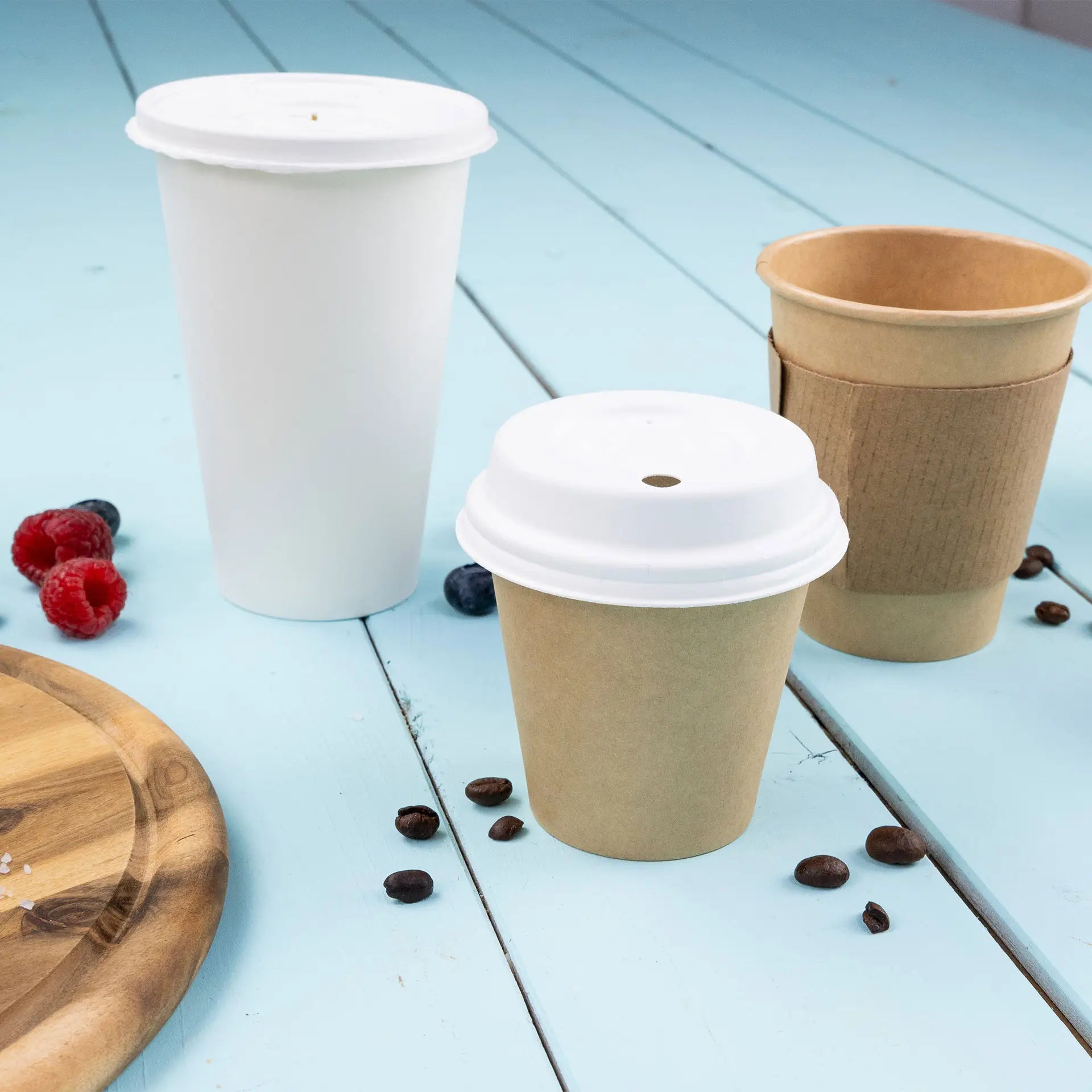 Pappbecher 400 ml / 16 oz, Ø 90 mm, einwandig, weiß, PLA-beschichtet