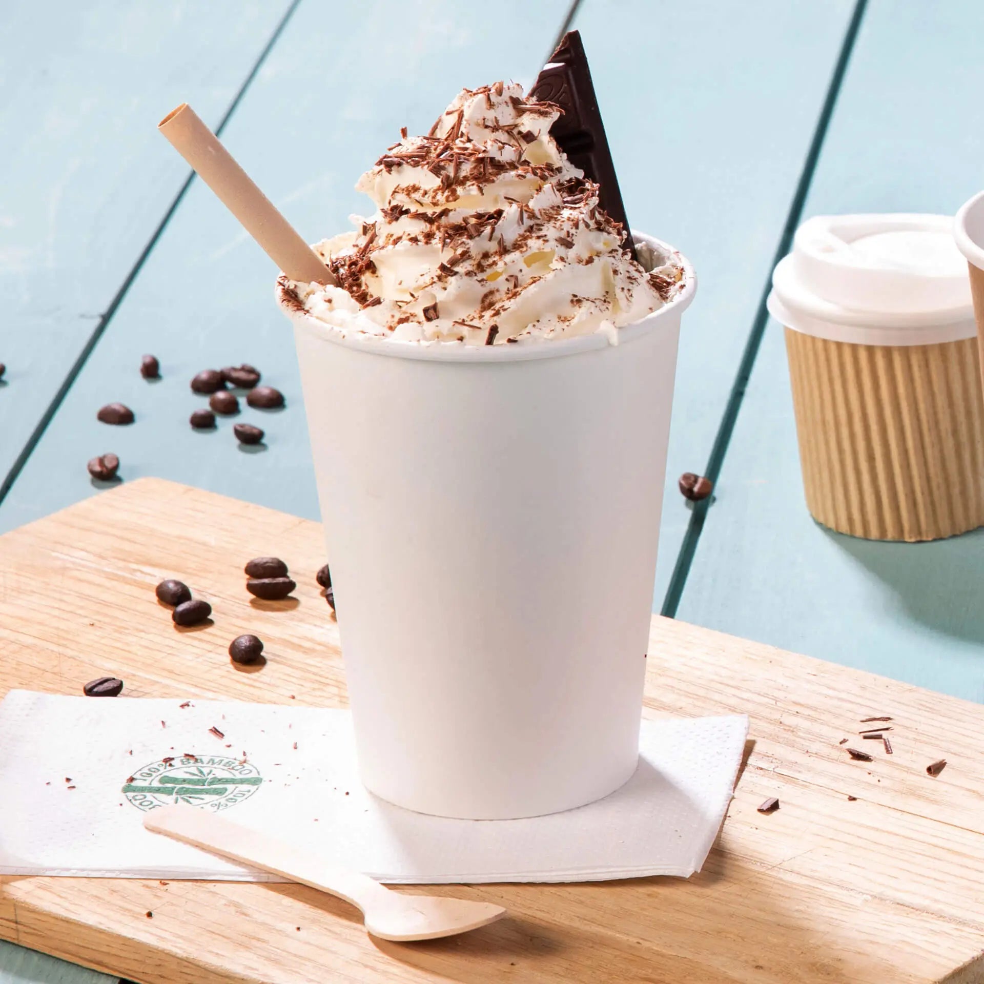 Pappbecher 400 ml / 16 oz, Ø 90 mm, einwandig, weiß, PLA-beschichtet