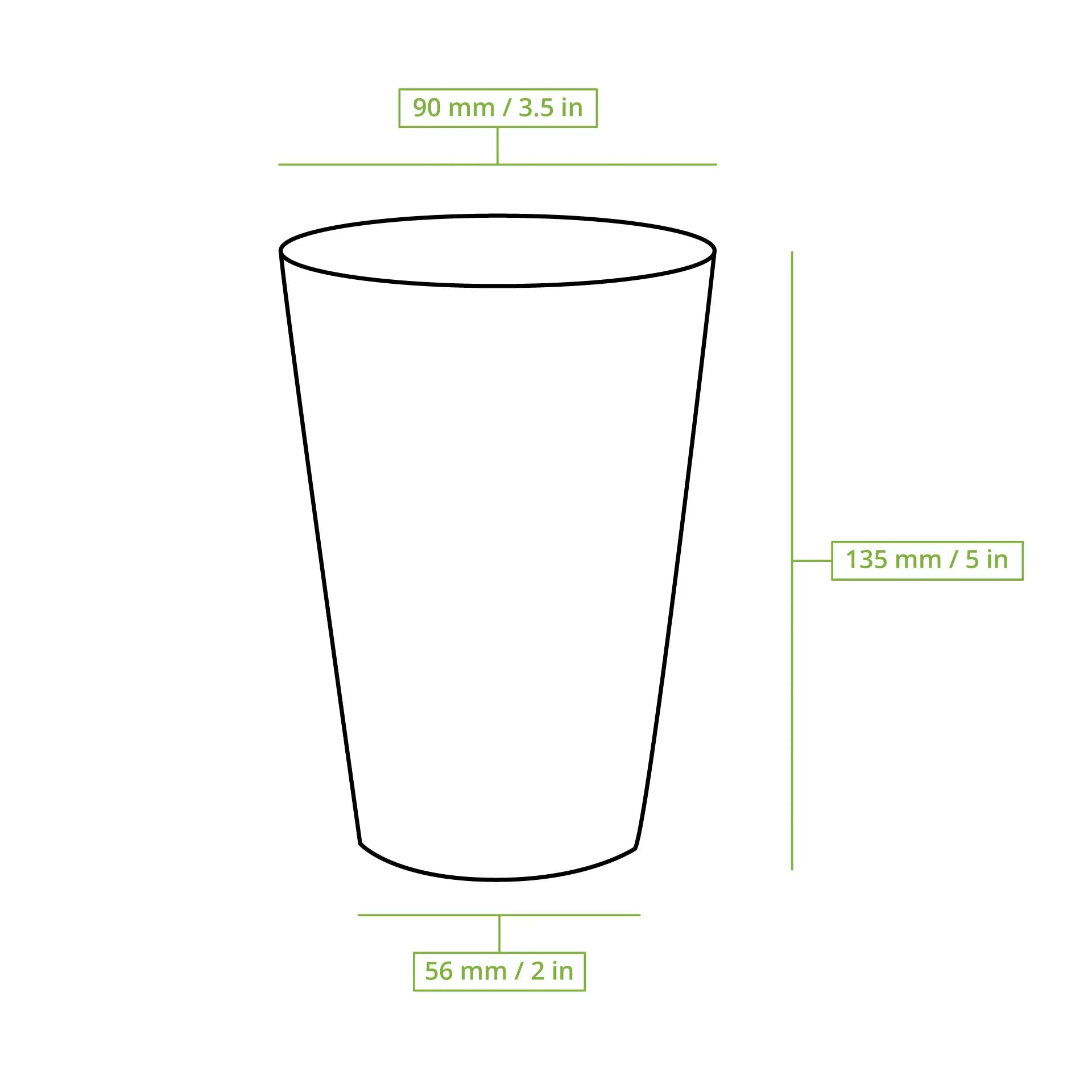 Pappbecher 400 ml / 16 oz, Ø 90 mm, einwandig, weiß, PLA-beschichtet