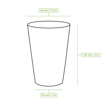 Pappbecher 400 ml / 16 oz, Ø 90 mm, einwandig, weiß, PLA-beschichtet