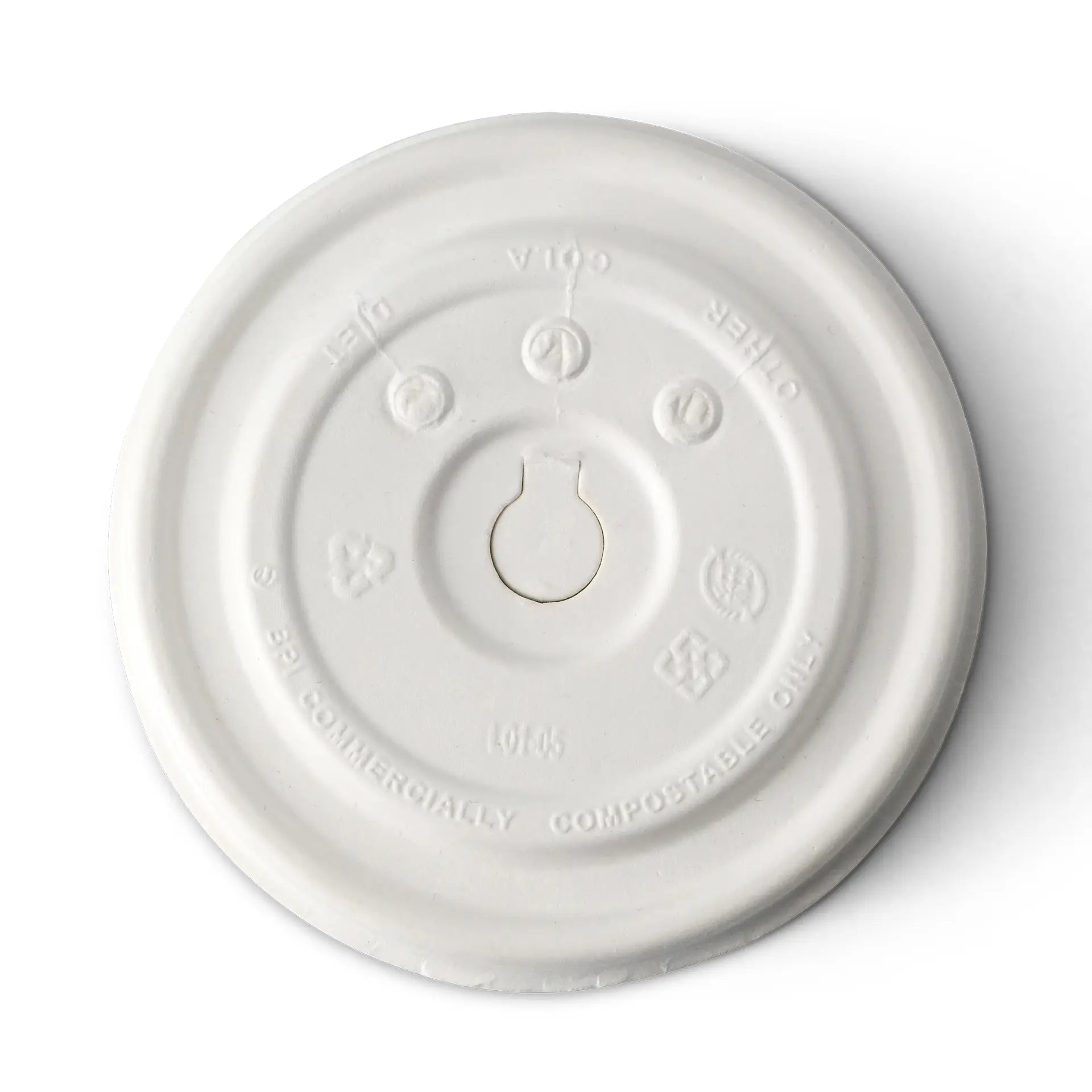 Cardboard-flat lids  Ø 90 mm, white, straw hole