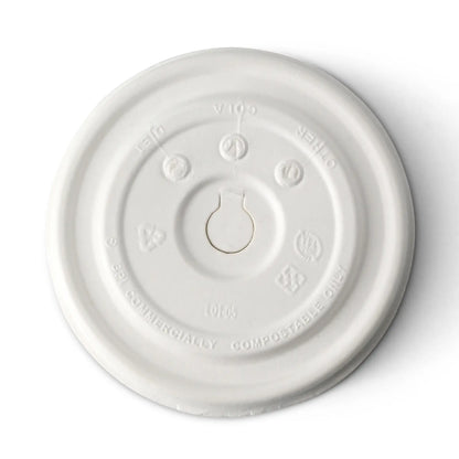 Cardboard-flat lids  Ø 90 mm, white, straw hole