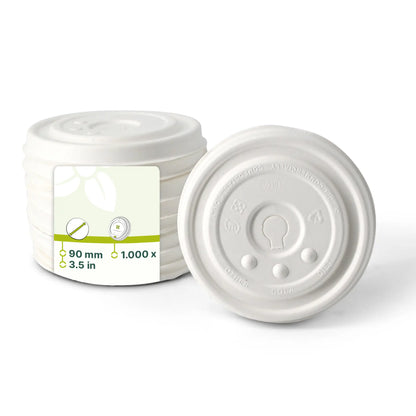 Cardboard-flat lids  Ø 90 mm, white, straw hole