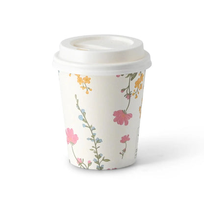 Pappbecher bedruckt "Frühling" 200 ml / 8 oz, Ø 80 mm, weiß