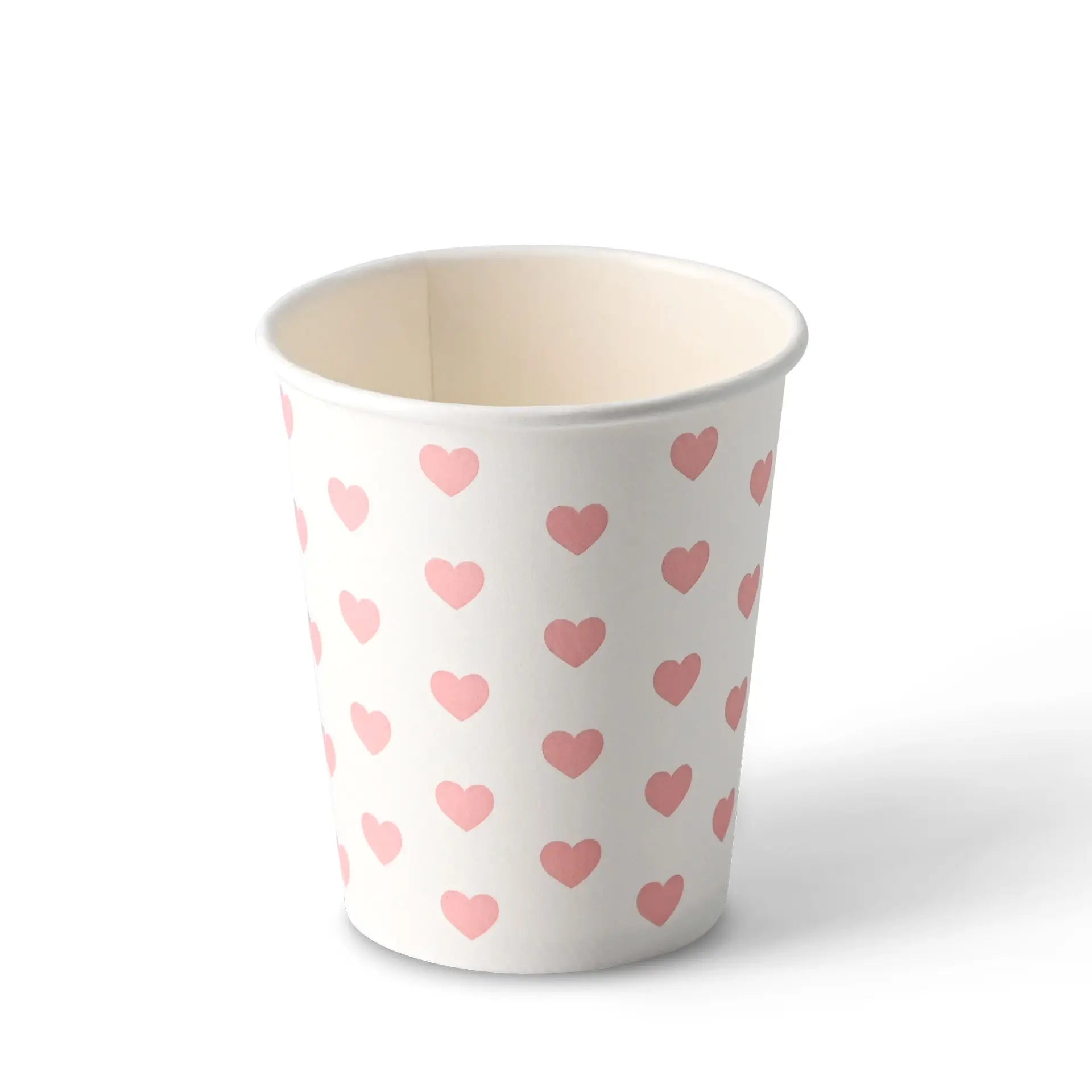 8 oz Paper cup printed with "Hearts", Ø 80 mm, white