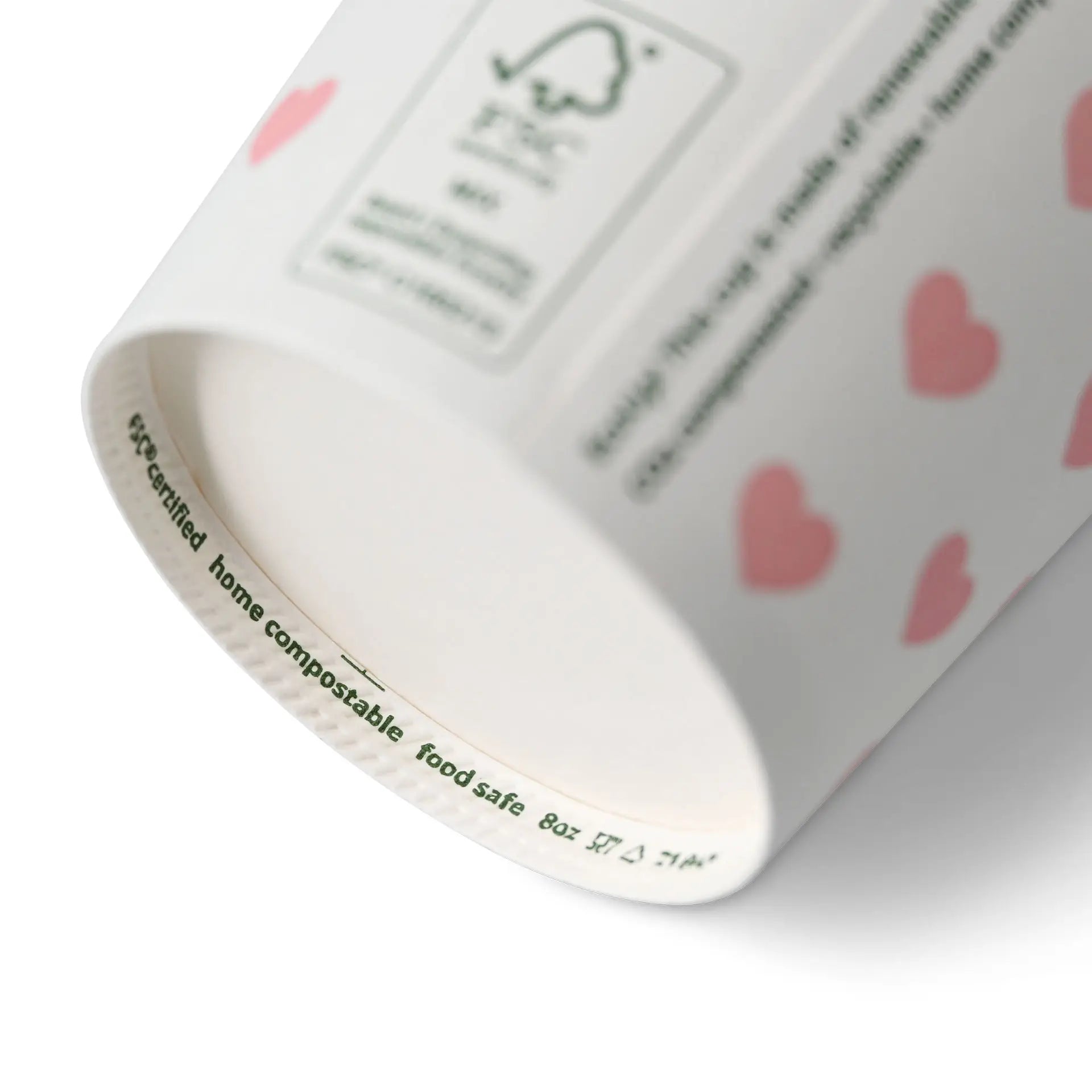 8 oz Paper cup printed with "Hearts", Ø 80 mm, white