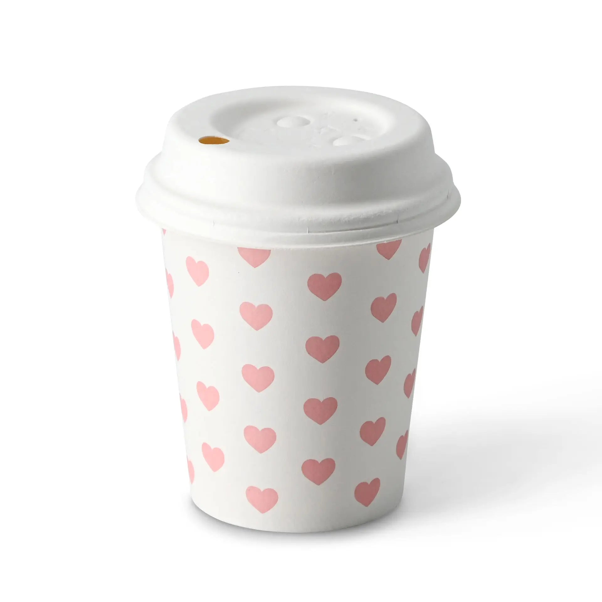 8 oz Paper cup printed with "Hearts", Ø 80 mm, white