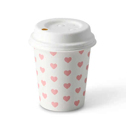 8 oz Paper cup printed with "Hearts", Ø 80 mm, white