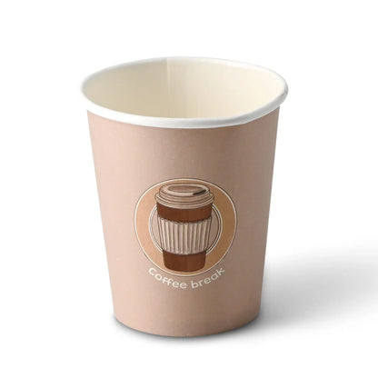 Pappbecher bedruckt "Coffeebreak" 200 ml / 8 oz, Ø 80 mm, weiß