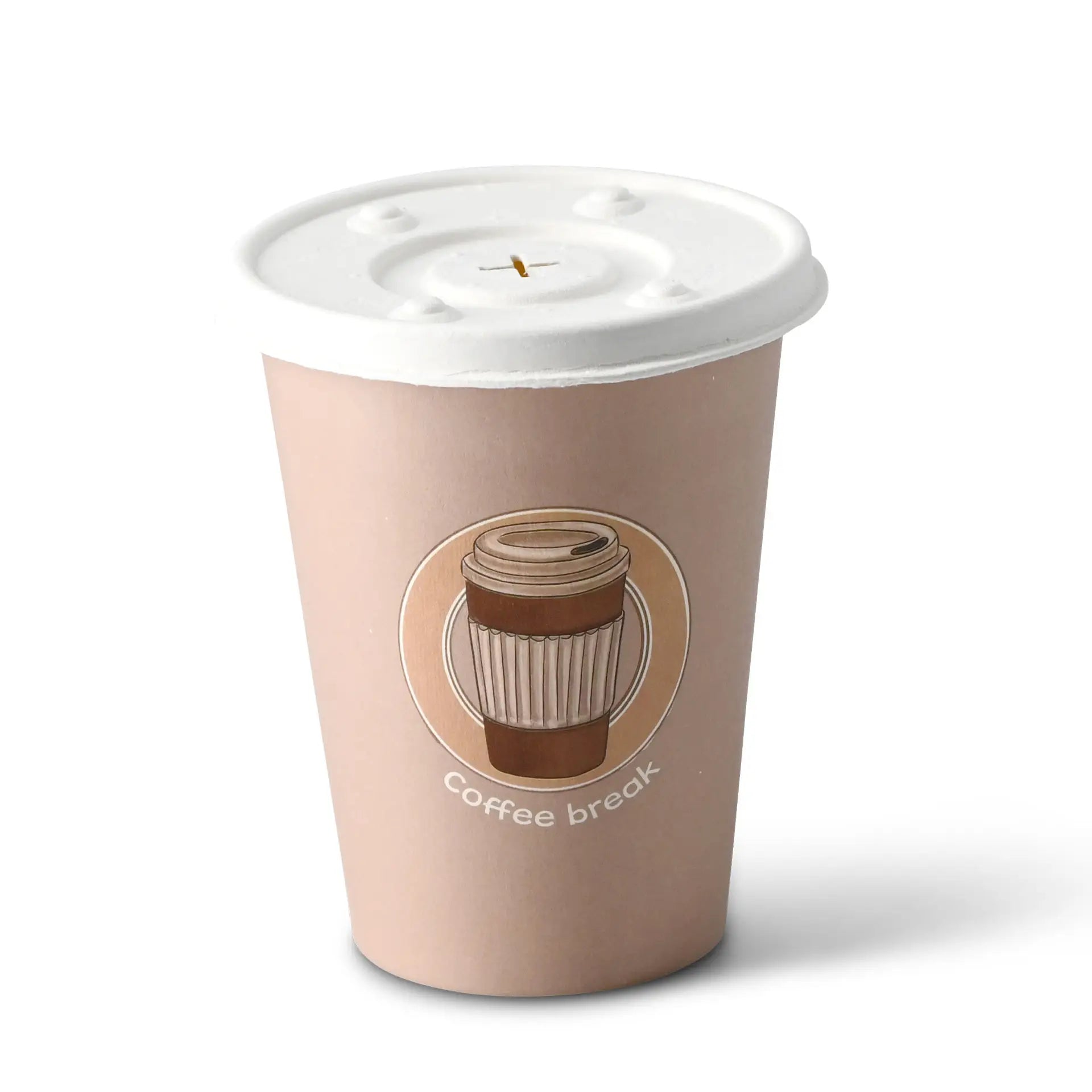Pappbecher bedruckt "Coffeebreak" 300 ml / 12 oz, Ø 80 mm, weiß