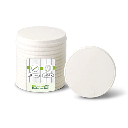 Paper-lids Ø 90 mm, white, drinking + straw hole