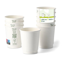 Kaffee to go Becher, 200 ml / 8 oz, Ø 80 mm, doppelwandig, weiß, PLA-beschichtet