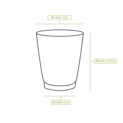 Riffelbecher / Coffee to go Becher 200 ml / 8 oz, Ø 80 mm, braun / innen weiß, PLA-beschichtet