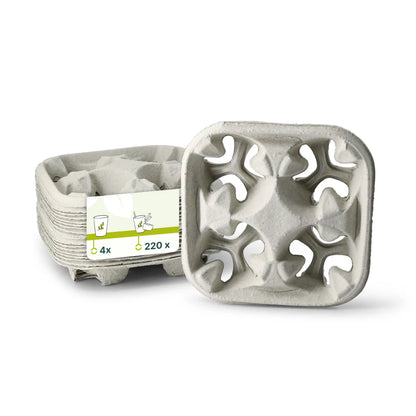 Becherträger (4er) aus Pappe, braun