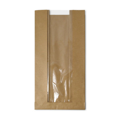 Kraft bags with window L, 20 + 11 x 41 cm, kraft