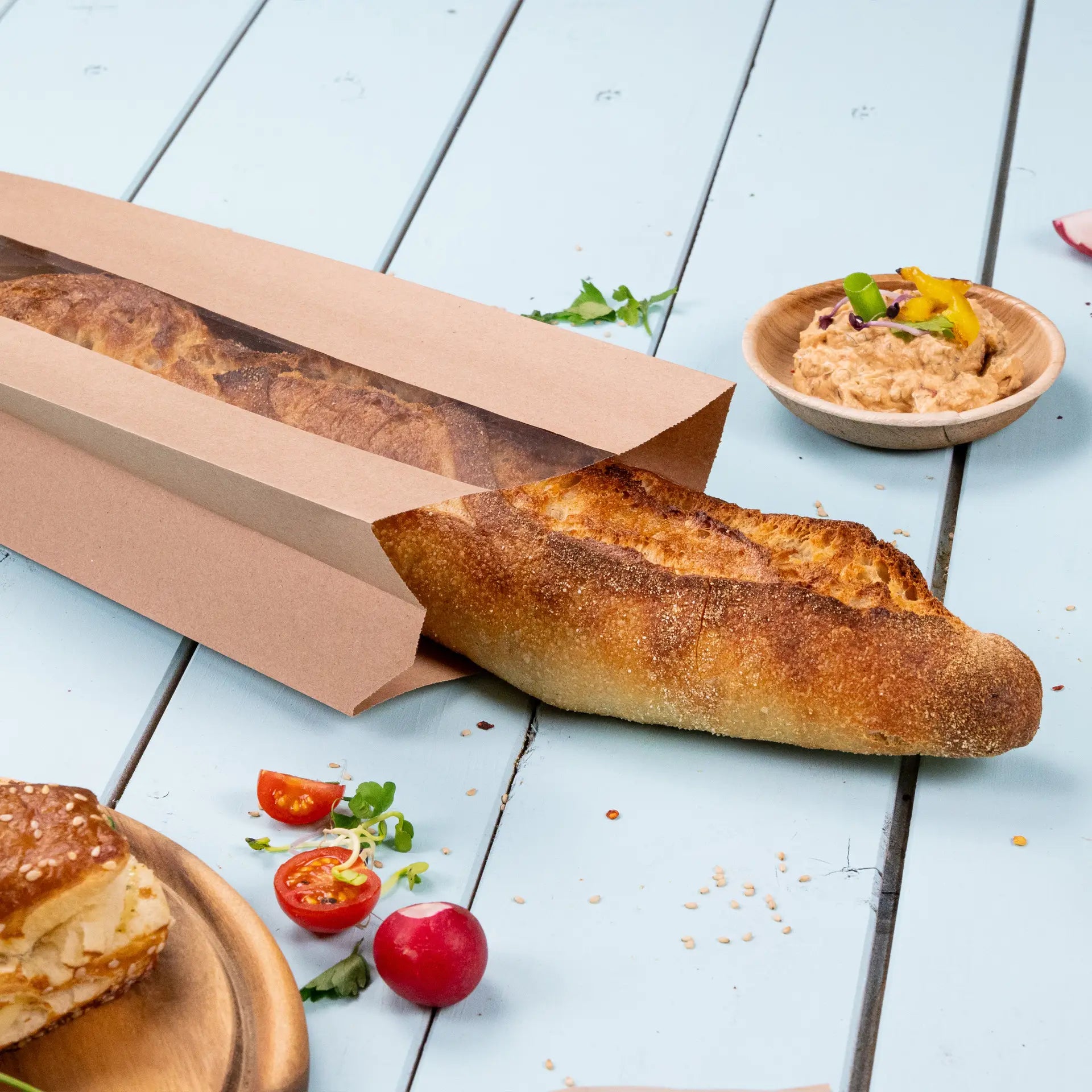 Kraft bags with window L, 20 + 11 x 41 cm, kraft