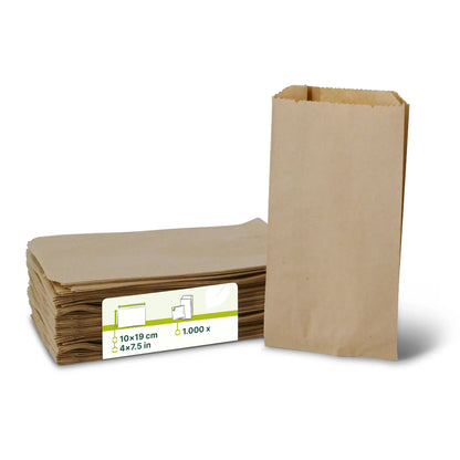 Flachbeutel aus Papier 10 x 5 x 19 cm, braun