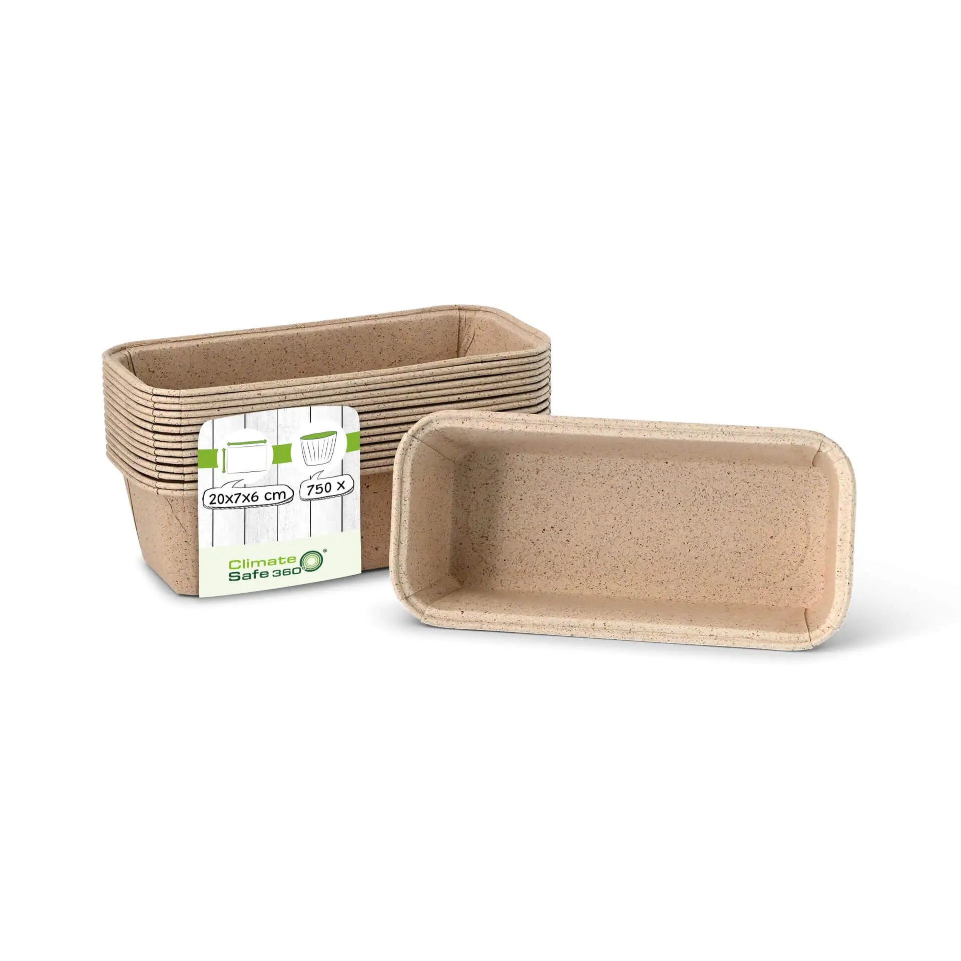 Baking moulds made from cocoa paper 20 × 7 × 6 cm, rectangular, brown