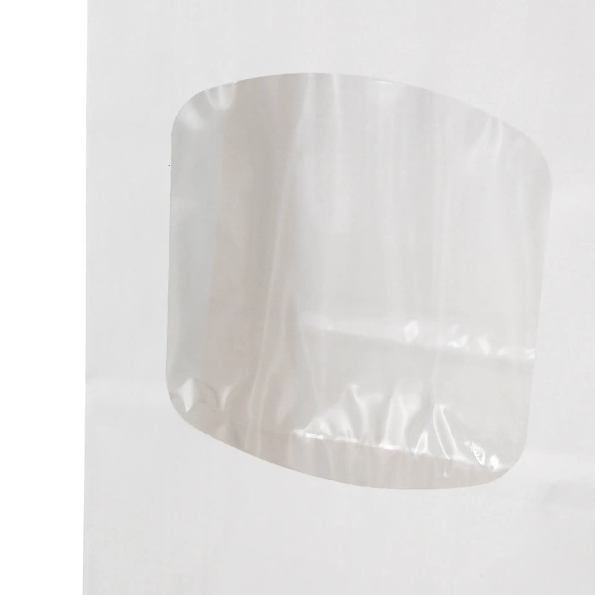 Blockbeutel m. Fenster S, 9 x 4,5 x 26 cm, PP-Folie, weiß, Clipband, Kraftpapier